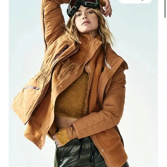 NWT Free People All Prepped Ski Jacket Coat Puffer FP Movement Brown - Picture 5 of 16
